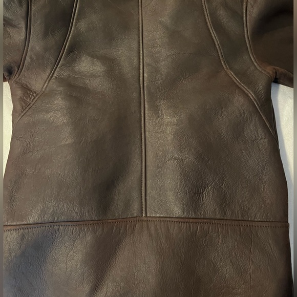 Brown Shearling Leather Vintage Coat - Picture 8 of 11